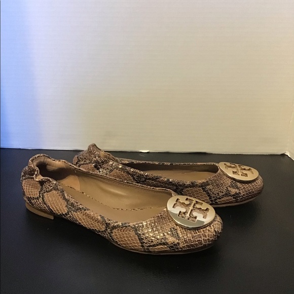 Tory Burch Reva Snakeskin Ballet Flats - Picture 6 of 12